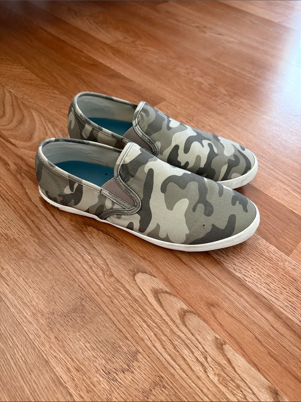 SeaVees Olive and Gray Camo Slip-On Sneakers